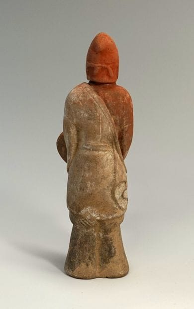 Tang musician (drum) in brown clay with red...