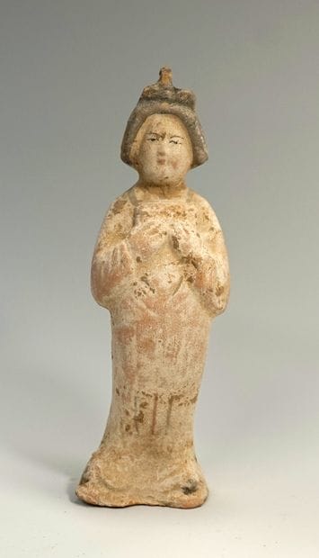 Tang style fat lady in brown terra cotta...