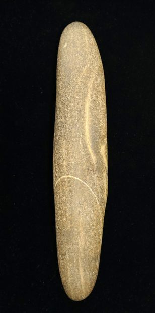 Grey stone club or hammer bearing an inscription...
