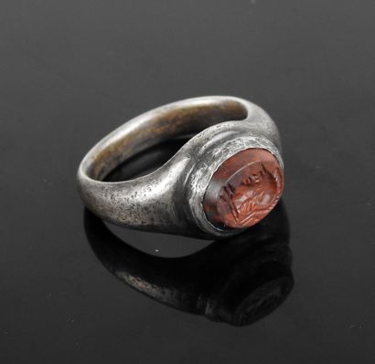 Superb massive ring with an intaglio representing...