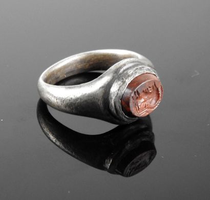 Superb massive ring with an intaglio representing...