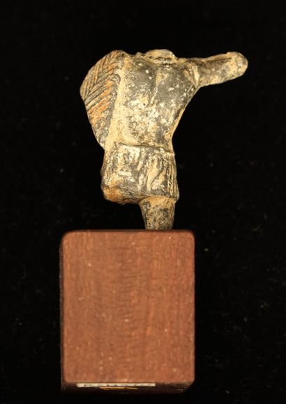 Bust of gladiator in patinated lead of Roman...