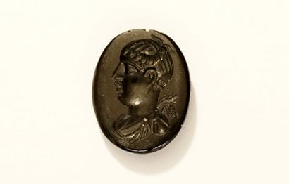 Intaglio showing a profile of a young man....