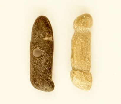 Set of 2 phallic amulets, one of which dates...