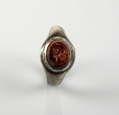 Superb massive ring with an intaglio representing...
