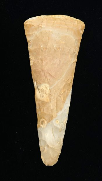 Blond flint ceremonial axe in the shape of...