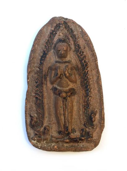 Reliquaire bouddhiste en terre cuite. 

Birmanie,...