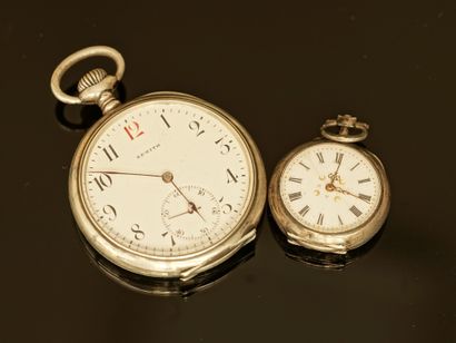 SET of 3 watches in gilt metal, silver metal...