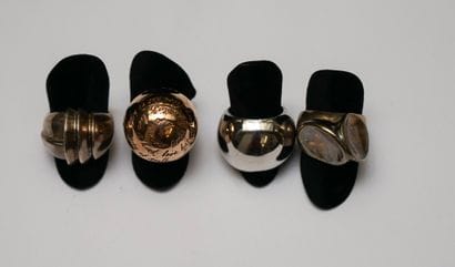 SET of 4 silver rings 800/°° and 925/°°,...