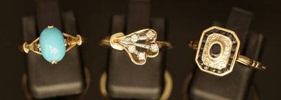 SET of 3 rings set with colored or white...