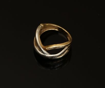 Yellow gold and 18k (750/°°) white gold ring...