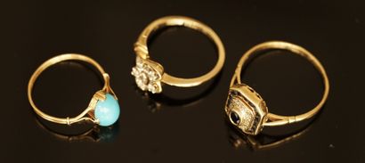 SET of 3 rings set with colored or white...