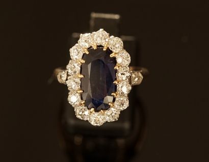 Antique 18k (750/°°) yellow gold and platinum...
