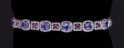 BRACELET line in 14k white gold (585/°°),...