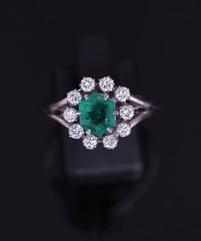 RING in platinum and 18k (750/°°) white gold...