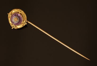 18k (750/°°) yellow gold pin set with a light...