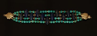 BRACELET with 4 rows of turquoise beads (possibly...