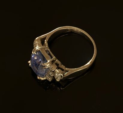 18k (750/°°) white gold ring centered on...