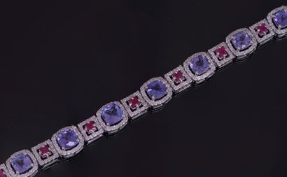 BRACELET line in 14k white gold (585/°°),...
