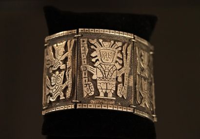 BRACELET large articulated silver (swan hallmark),...