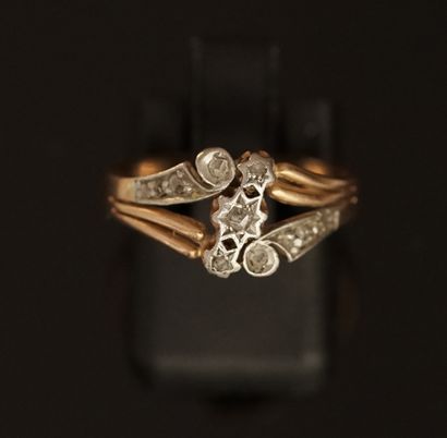 Yellow gold ring 18k (750/°°) decorated with...