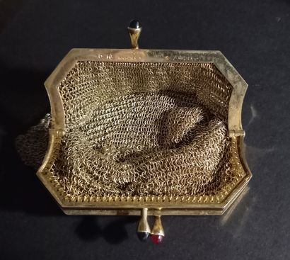 Silver purse 900/°° gilded (vermeil), with...