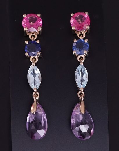 PAIR OF EARRINGS in 925 gilt silver (vermeil)...