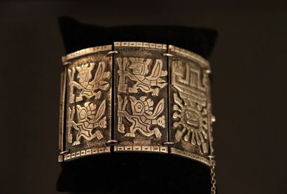 BRACELET large articulated silver (swan hallmark),...