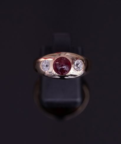 JONC ring in 18k yellow gold (750/°°) centered...