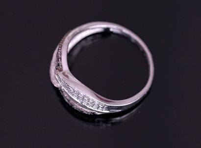 Silver ring 925/°° set with small black and...