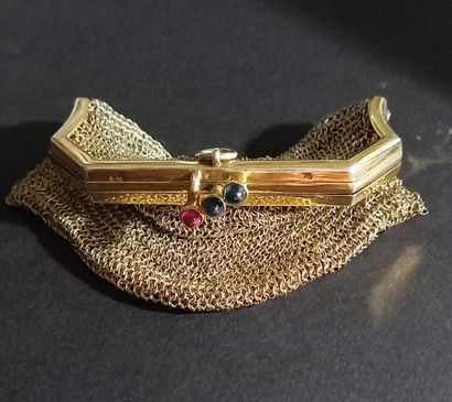 Silver purse 900/°° gilded (vermeil), with...