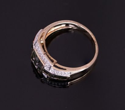 Silver ring 925/°° gilt centered of a pavement...