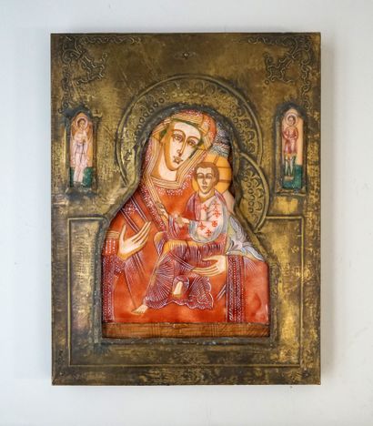 ICON probably Russian presenting an enamelled...