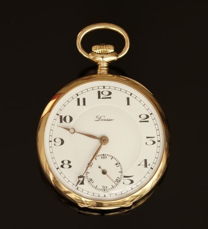 18k (750/°°) yellow gold pocket watch, white...