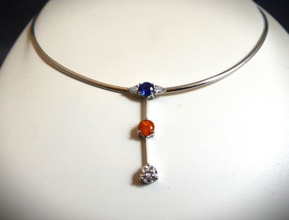 NECKLACE in 18K (750/°°) white gold, with...