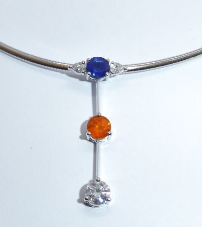 NECKLACE in 18K (750/°°) white gold, with...