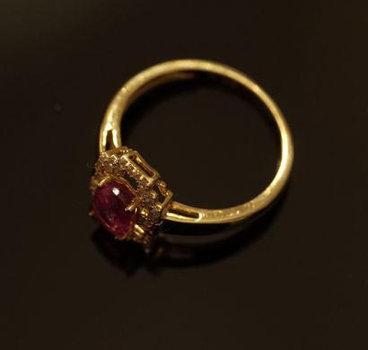 Silver ring gilt (vermeil) 925/°° centered...