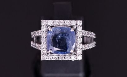 RING in 18k (750/°°) white gold centered...