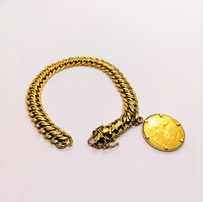 BRACELET in 18K (750/°°) yellow gold, American...