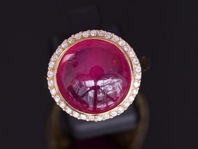 RING in silver gilt (vermeil) 925/°° centered...