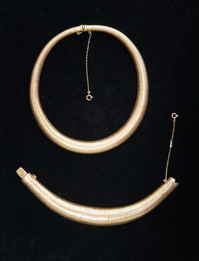 Gold-plated necklace and bracelet with a...