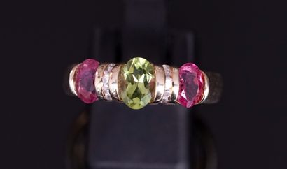 RING in silver gilt 925/°° (vermeil) set...