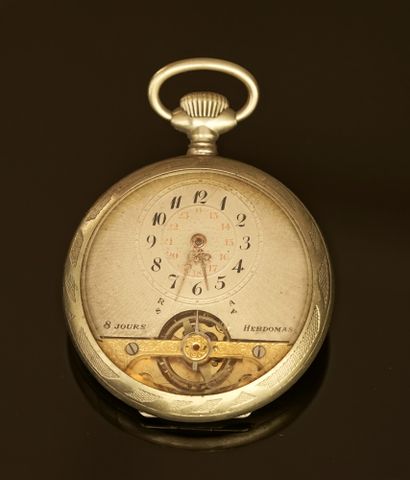 Silvered metal GOUSSET WATCH, skeleton in...