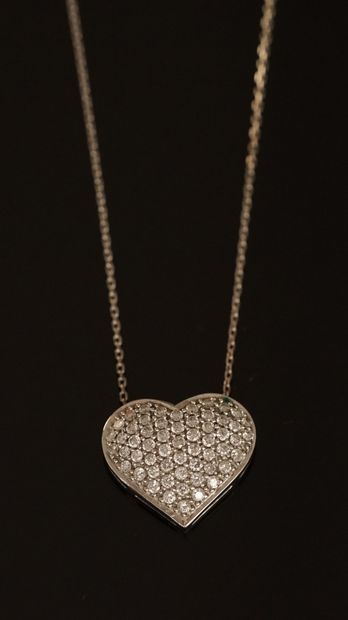 Heart pendant in 18k (750/°°) white gold...