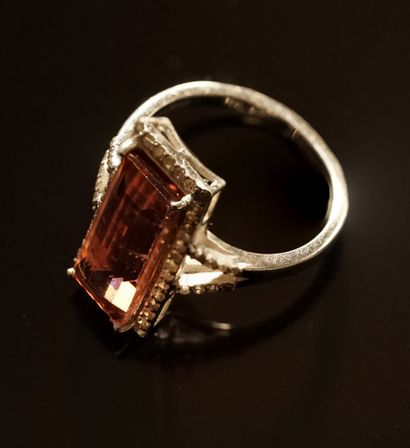 Silver ring 925/°° centered with a rectangular...