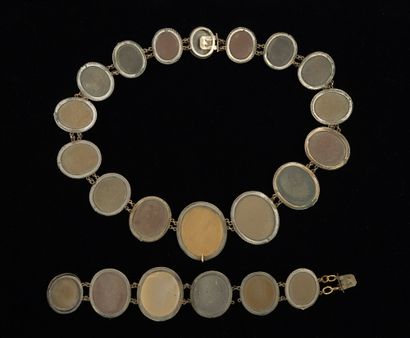 Gilded metal and lava stones of different...