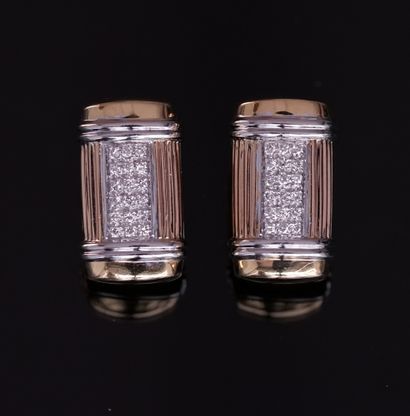 PAIR OF EAR CLIPS with geometrical motifs,...