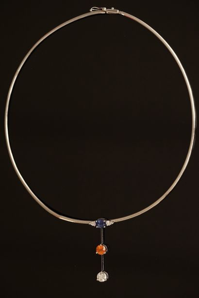 NECKLACE in 18K (750/°°) white gold, with...