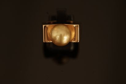 18k (750/°°) yellow gold ring, centered with...