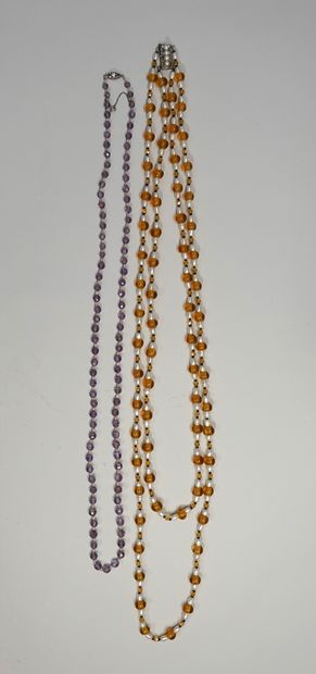 2 SAUTOIRS, one double strand with freshwater...